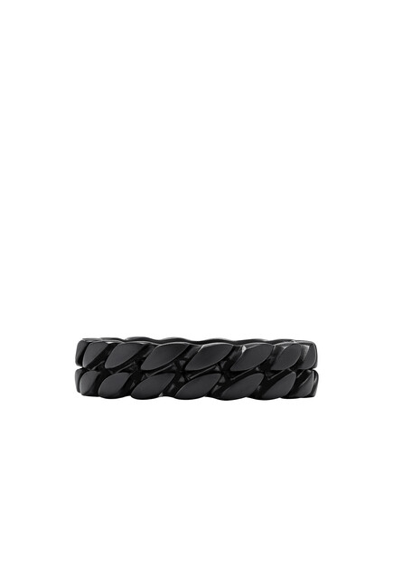 Curb Chain Band Ring in Black Titanium